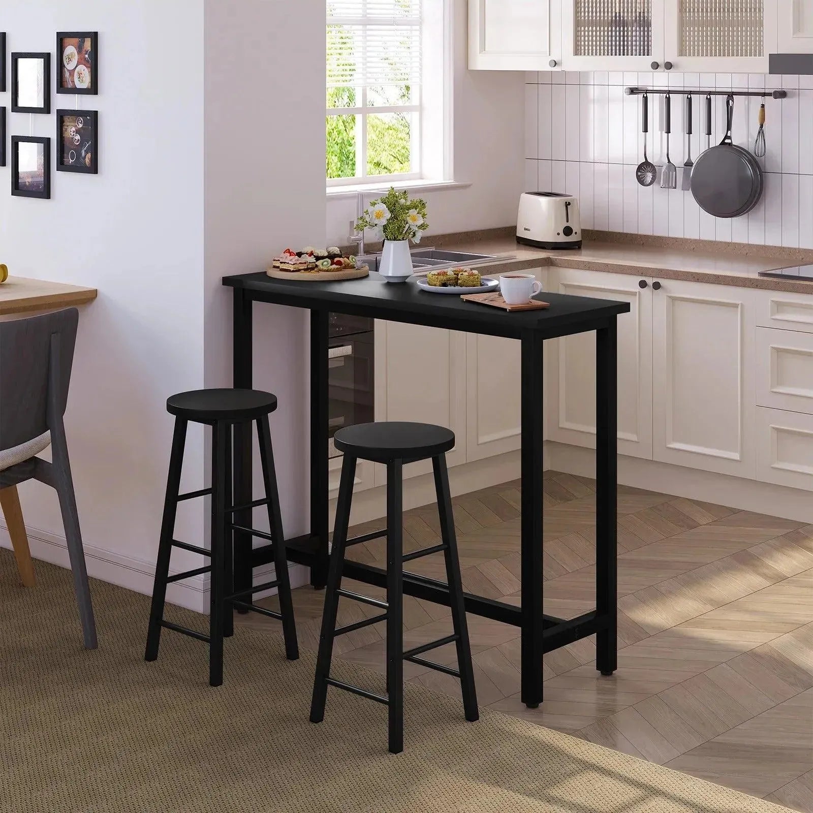 Feronza™ Keuken Bar Tafel 120x40x100cm met Voetsteun en Stalen Poten voor Eetkamer en Woonkamer - Feronza